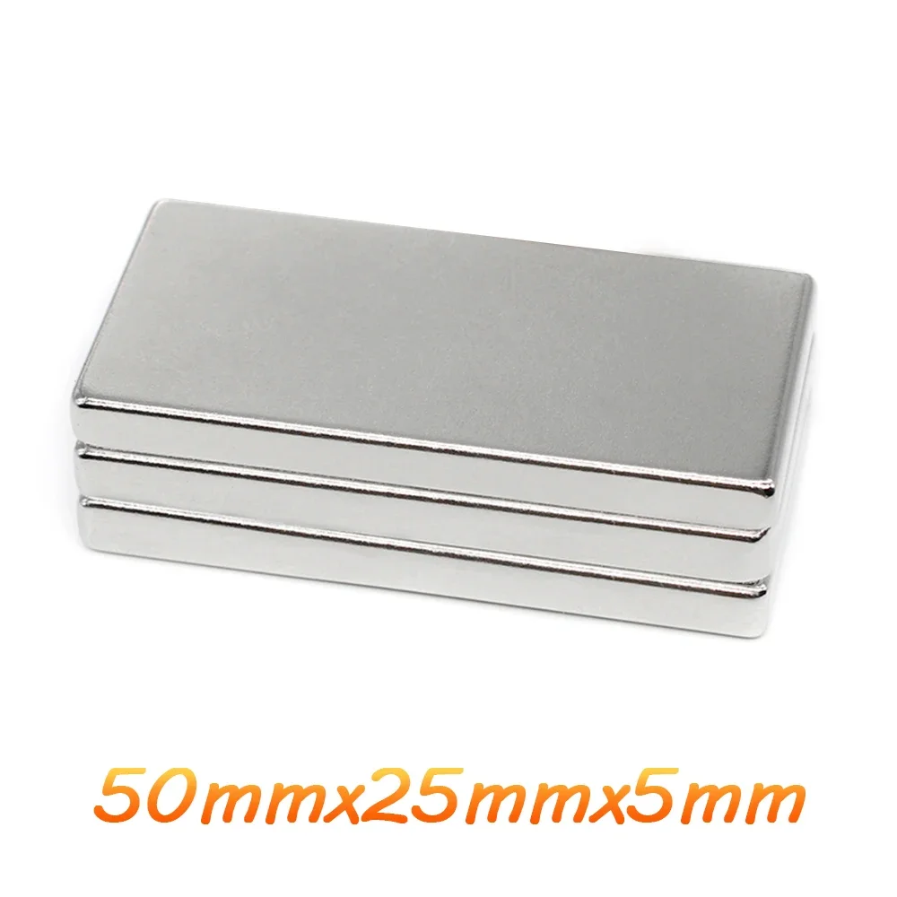 1/2/3/5/10PCS 50x25x5mm Big Block Rare Earth Magnet N35 Rectangular Strong Neodymium Magnet 50x25x5 Permanent Magnet 50*25*5