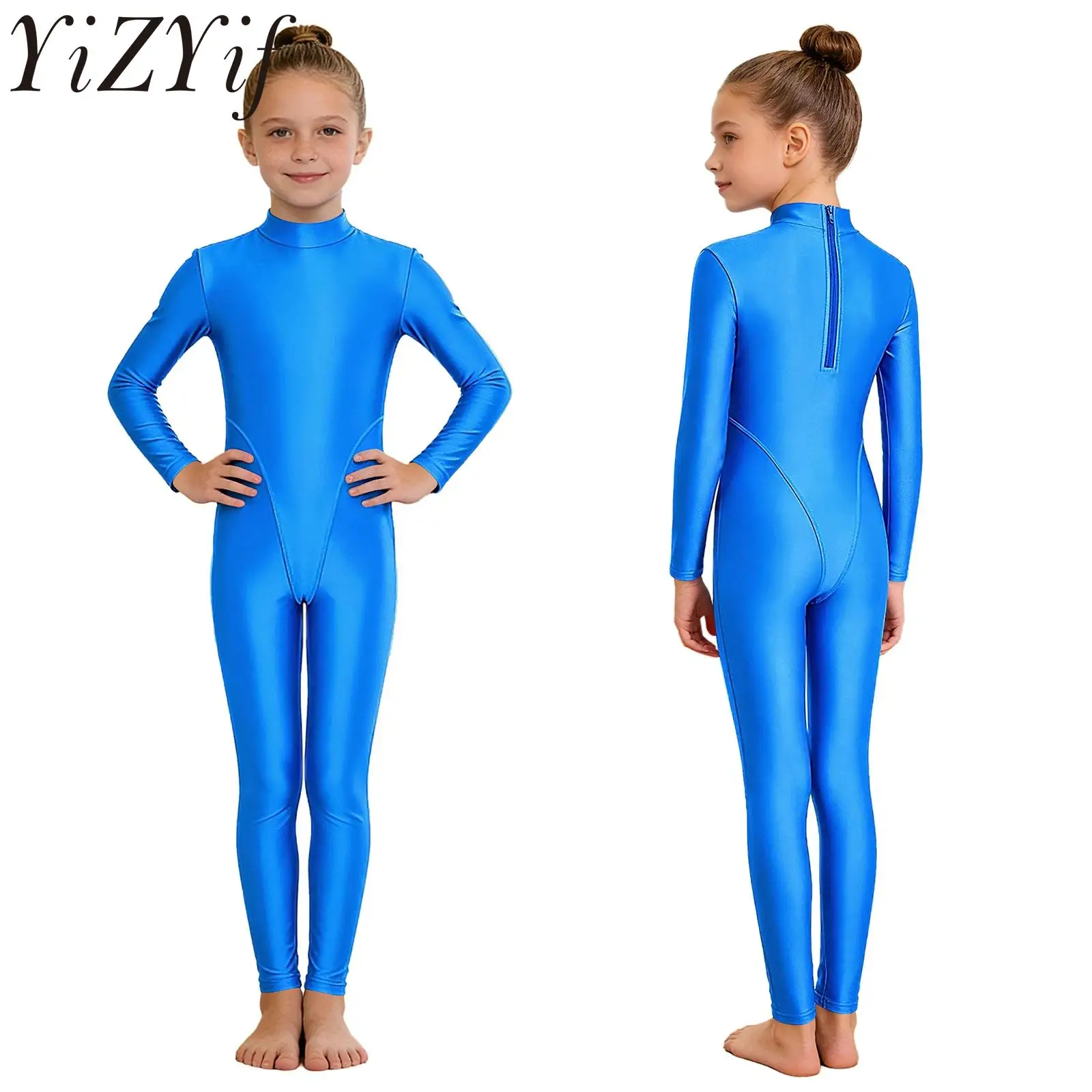 بدلة رقص باليه للأطفال البنات رومبير جمباز بأكمام طويلة وسحاب خلفي بدلة ممارسة مريحة