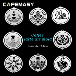 Coffee Printing Flower Mold Latte Coffee Cappuccino Mold Coffee Decoration Stainless Steel Mold Template Set Coffee Accessories