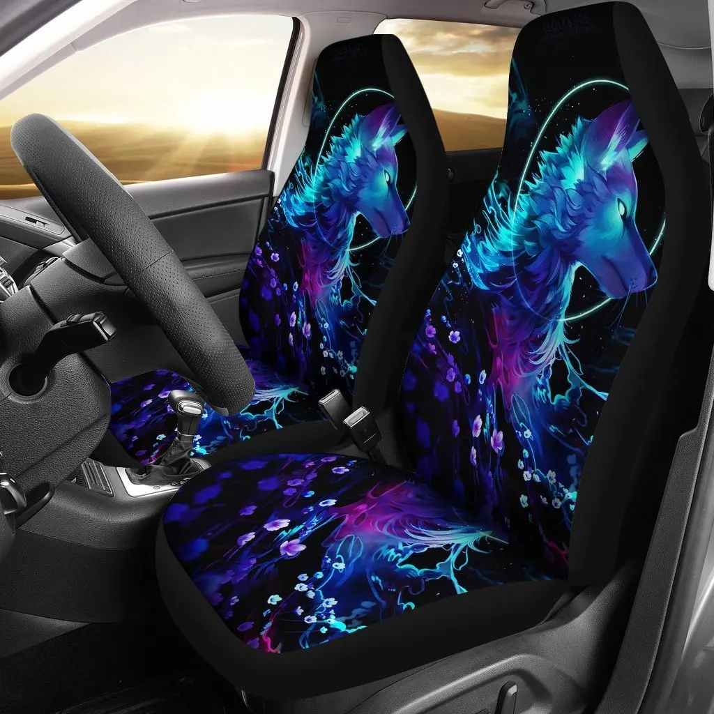 

Wolf Digital Art Animal Car Seat Covers Amazing Best Gift Ideas 2020,Pack of 2 Universal Front Seat Protective Cover