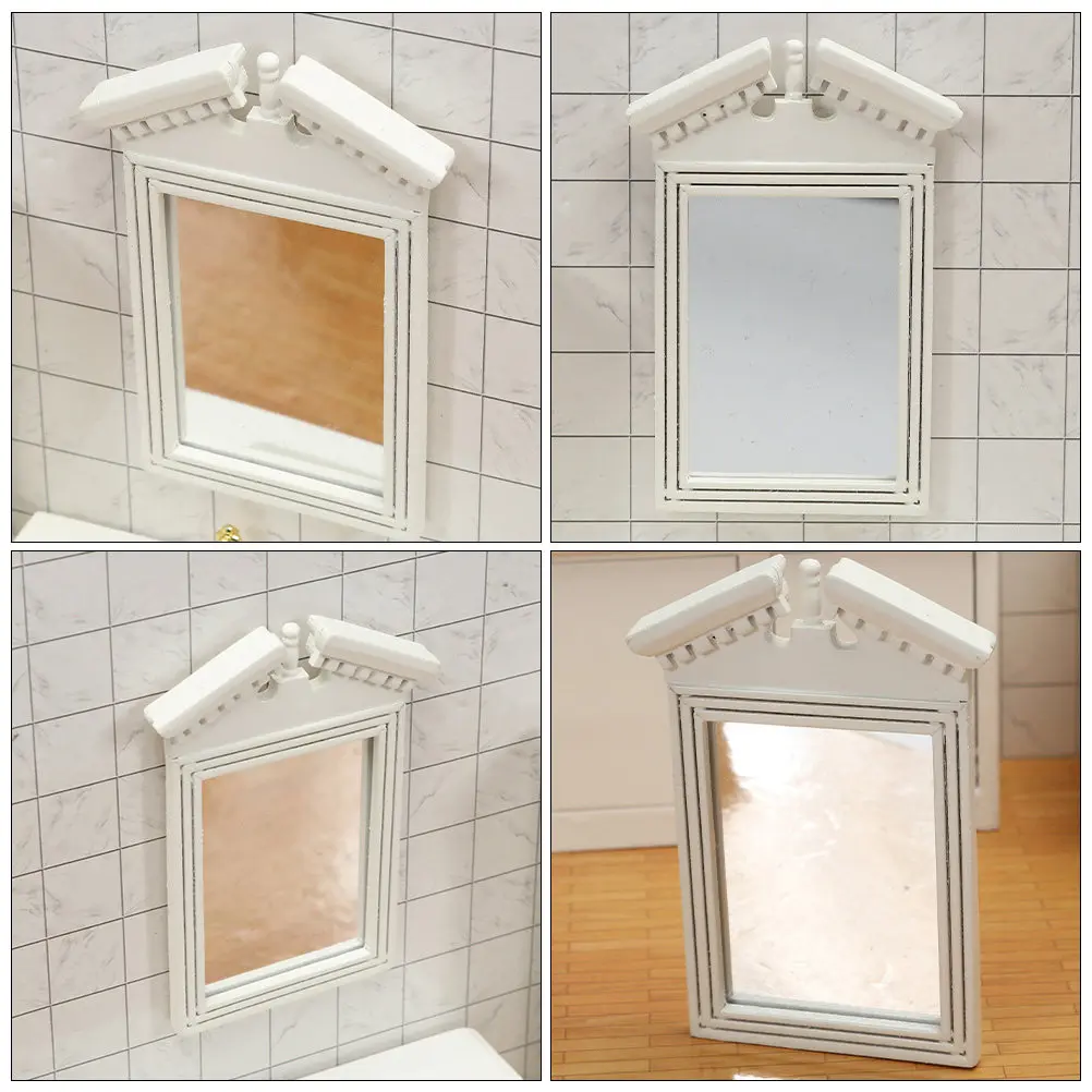 

1Pcs Mini Bathroom Mirror Small House Accessory Retro Style Hanging Decoration Exquisite Miniature Furniture Ornament Fairy