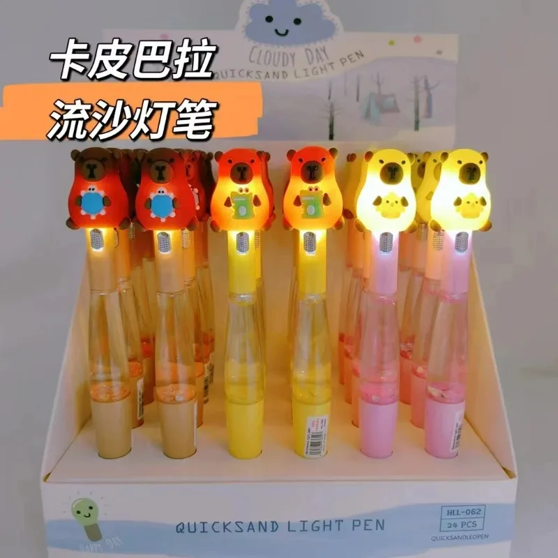 2025 New 3Pcs/Set Capybara Gel Pens Quicksand light Stationery Cartoon Gel Ink Pen School Office Supplies Pen Kids Gift