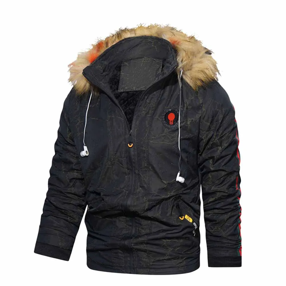 Pop Bontkraag Hooded Mannen Winter Jas Heren Jas Parka Warme Heren Jas