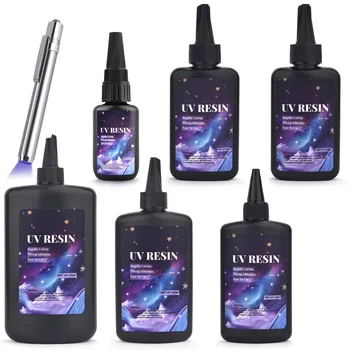 Kit de cola UV para soldagem e ligação UV Super Bonding Cola UV com luz preta de secagem rápida para colagem de vidro, metal, madeira, pedra, cerâmica