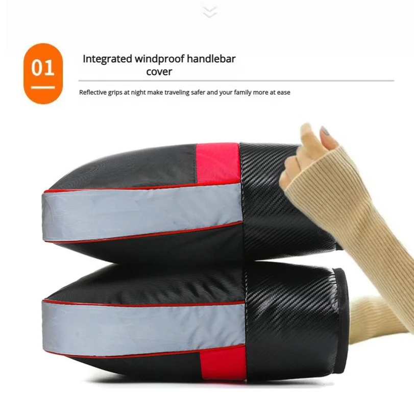 مقابض مقود الدراجة النارية، قفازات شتوية دافئة مضادة للرياح للدراجة الكهربائية مع بطانة وشريط عاكس مقاوم للماء وسميك #4