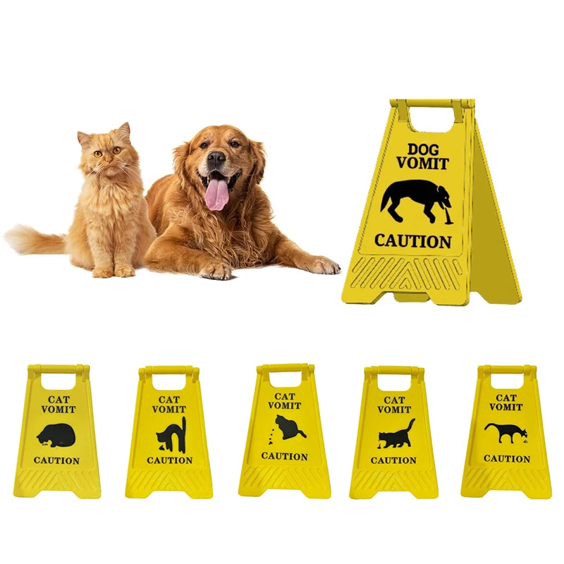 1pc Small Cat Vomit Sign Garden Yard Warning Sign Pedestrians In Area Floor Sign Ornament Dog Vomit Caution Sign Funny Gifts