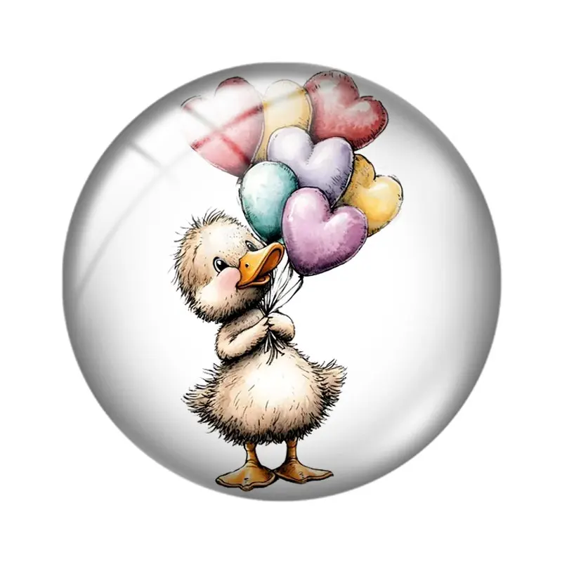 Watercolor Valentine Animals 12/18/20/25mm glass cabochon  bracelet pendant rings for jewelry demo earrings back Making findings