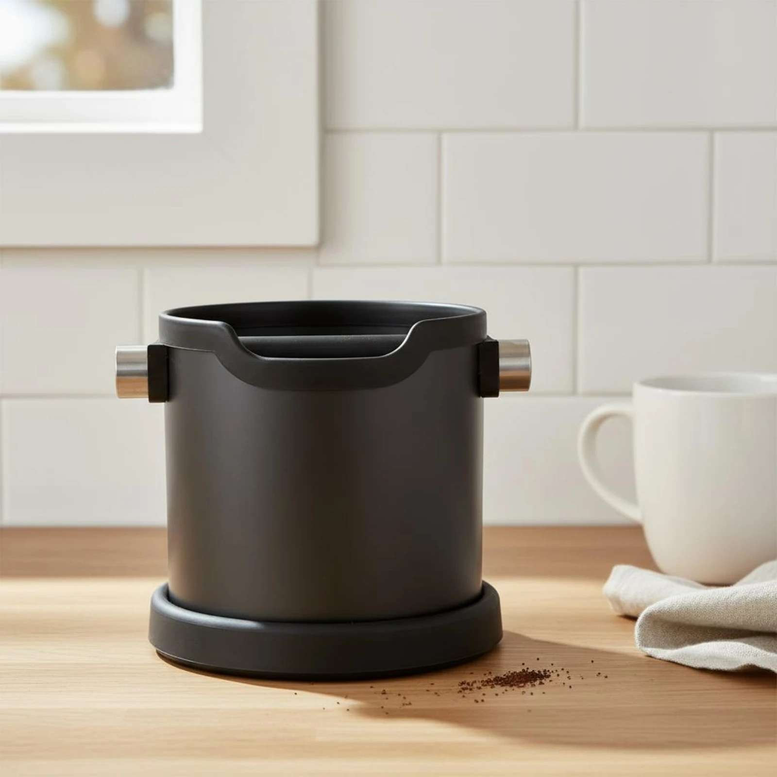 

Espresso Knock Box Large Capacity Coffee Knock Box Espresso Grounds Container Easy to Clean Coffee Puck Disposal Bin Sturdy