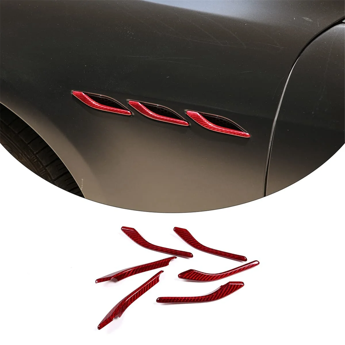 Voor Maserati Ghibli 2014-2022 Droge Koolstofvezel Auto Side Air Vent Spatbord Cover Trim Sticker Accessoires (Rood)