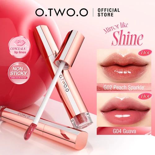 O.TWO.O brillo de labios líquido lápiz labial acabado brillante alto brillo de larga duración hidratar labios vítulos antiadherentes maquillaje de manchas de labios brillantes