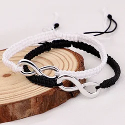Handmade Womens Black White Red Rope Chain 8 Infinity Charm Love Couples Bracelet bracelet for women Jewelry