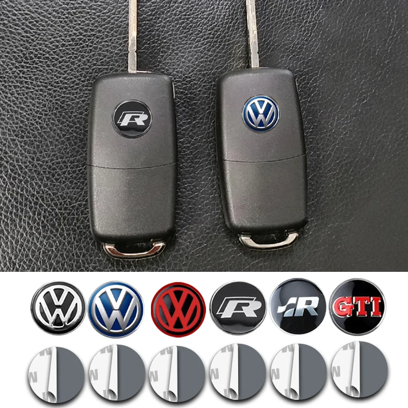 5/10Pcs 14mm Car Emblem Remote Key Stickers Badge For VW Polo Golf 5 7 Passat Tiguan Arteon Jetta Beetle CC Scirocco Taigo Caddy