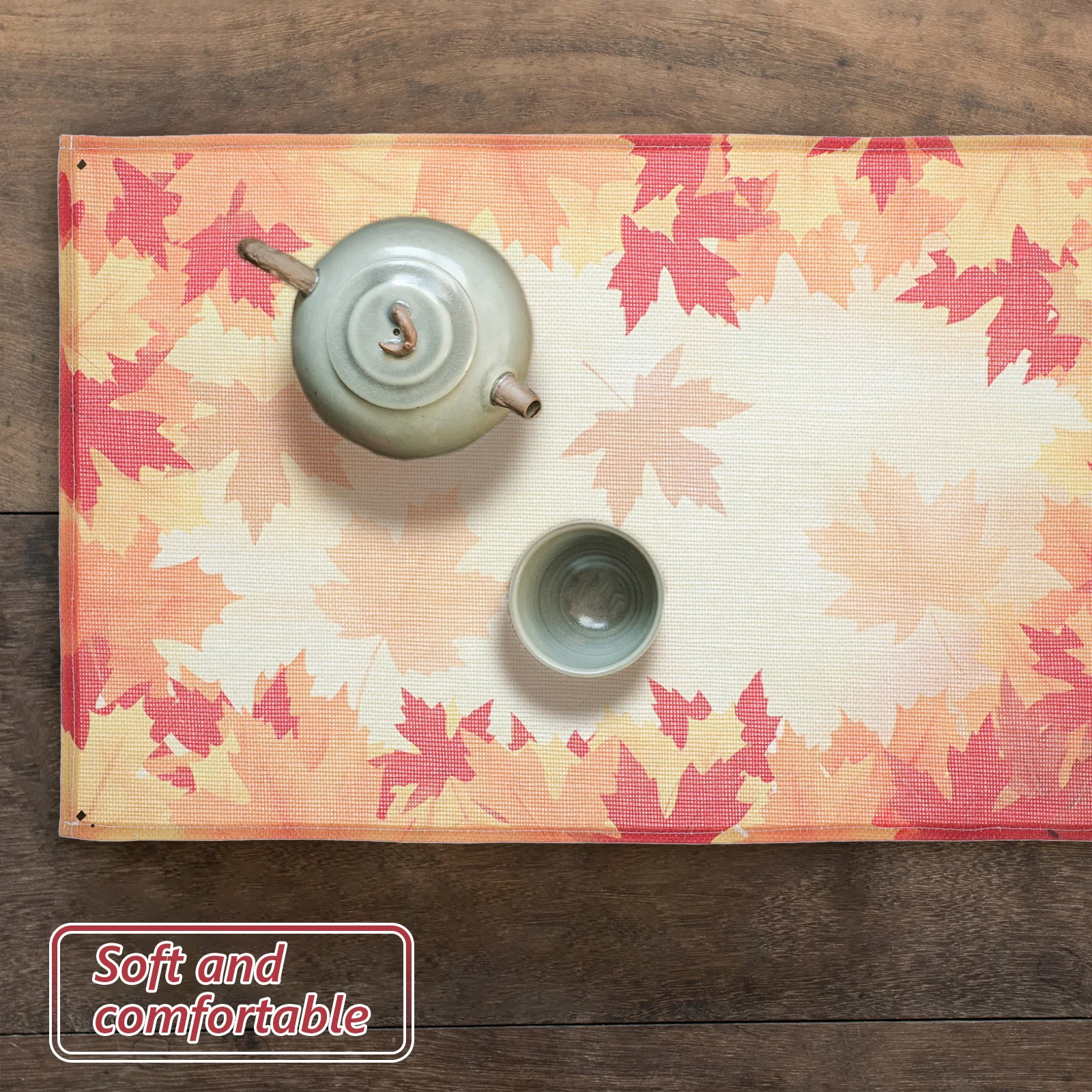 

Maple Leaf Harvest Placemat Autumn Thanksgiving Linen Place Mat Non-Slip Wear-Resistant Table Mat for Dining and Restaurant