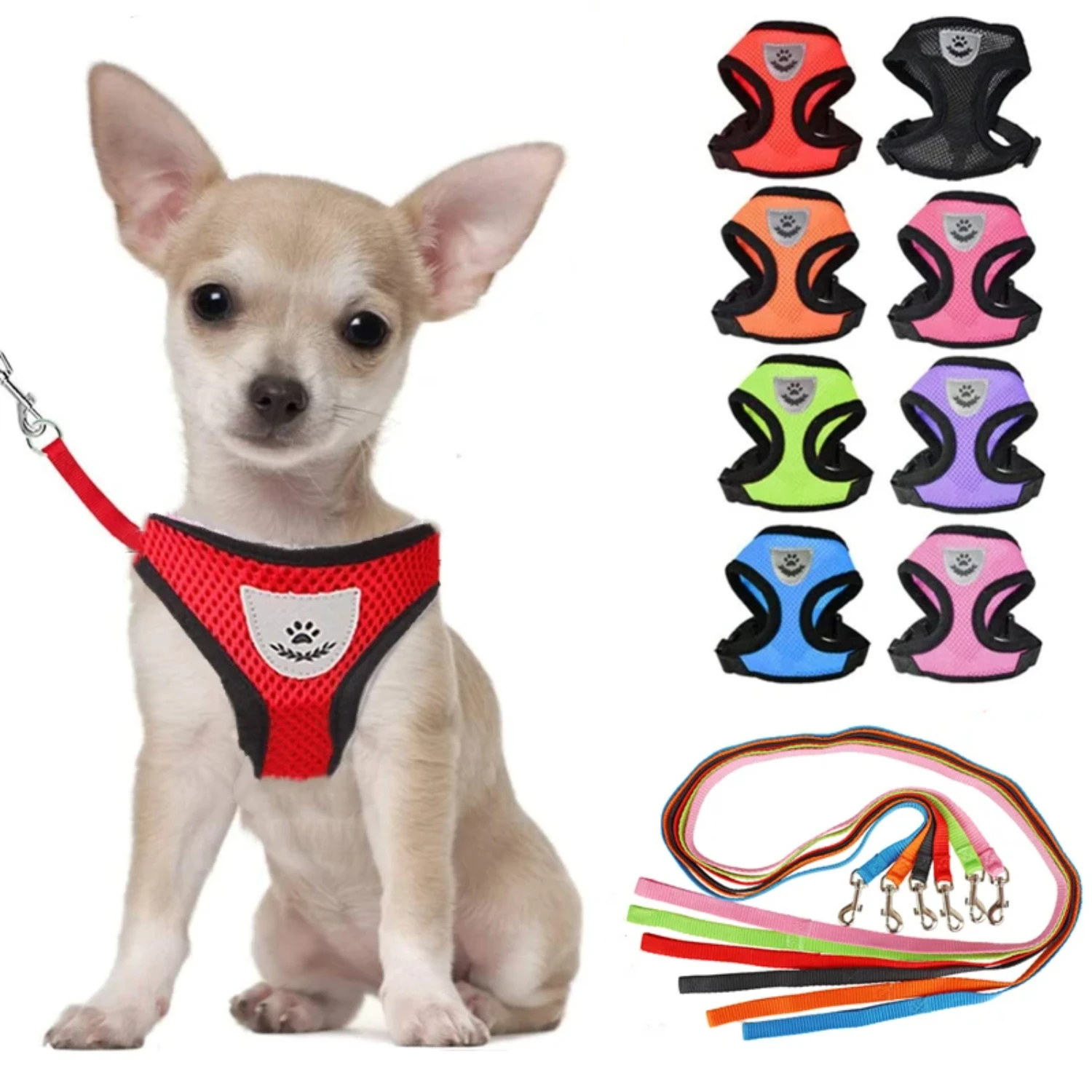 Nylon Mesh Cat Harness And Leash Breathable Kitten Cats Harnesses Small Dog Puppy Harness  French Bulldog Chihuahua Pug