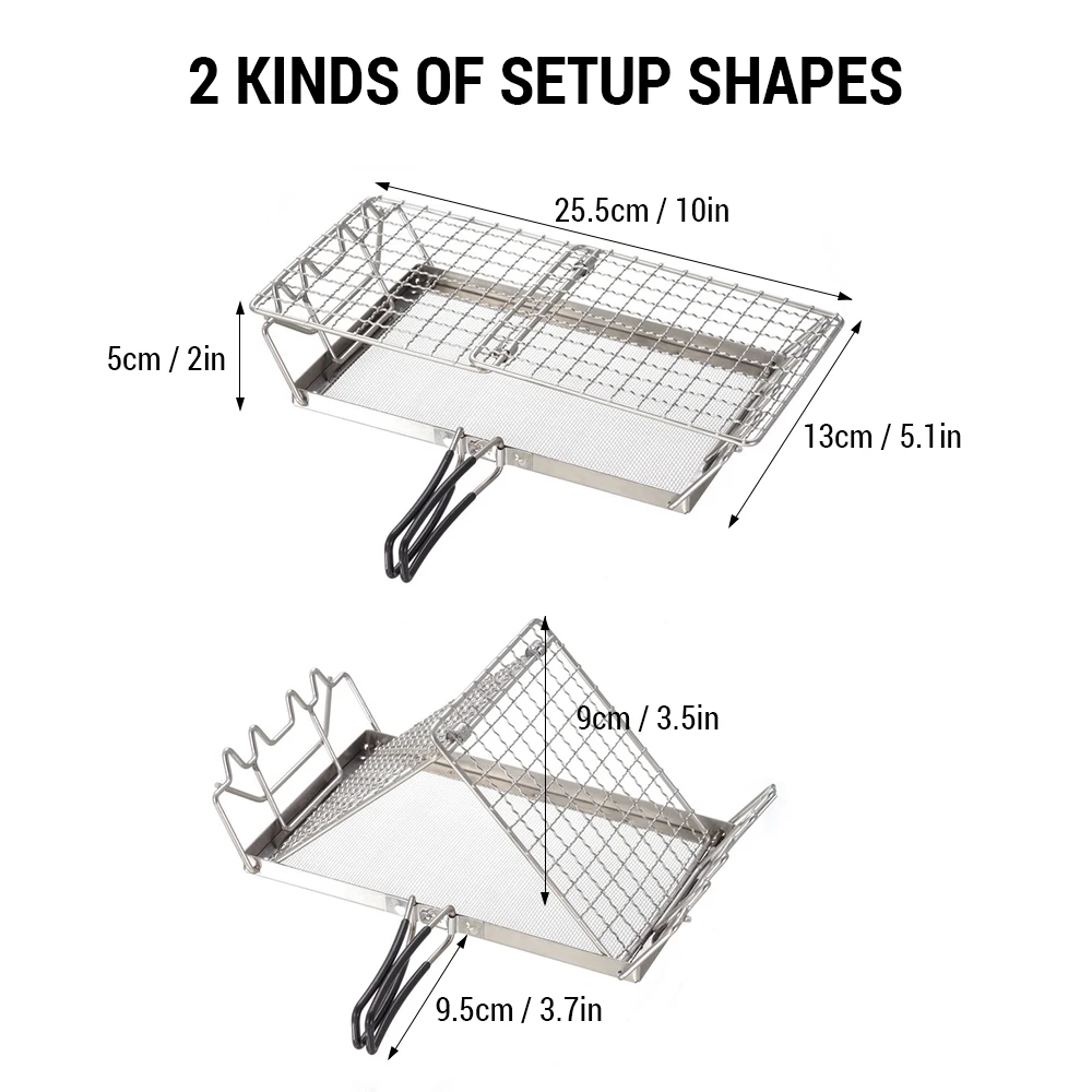 Folding Camp Stove Toaster Stainless Steel Bread Toaster Rack for Outdoor Camping Backpacking Picnic BBQ Tools