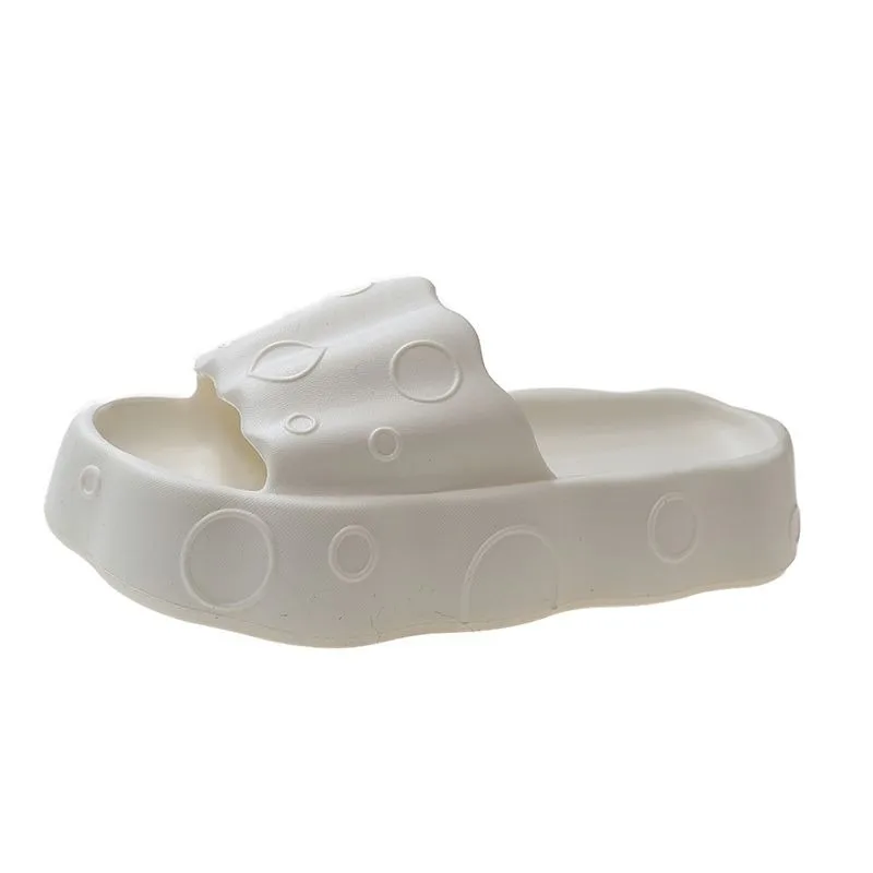 

Cute Cheese Texture Pink Slides For Women Thick Sole Non-Slip Soft Cloud Slippers Summer Outdoor Sandals