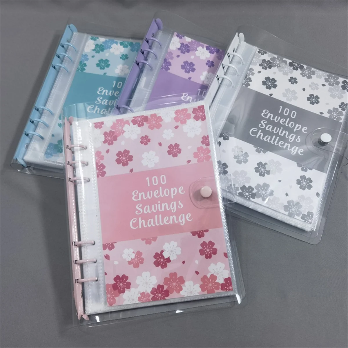 ซอง100ซองท้าทายเครื่องผูกเงินออมสำหรับ5050ประหยัดพร้อมซองเงินสดสำหรับการวางแผนงบประมาณสีแดง