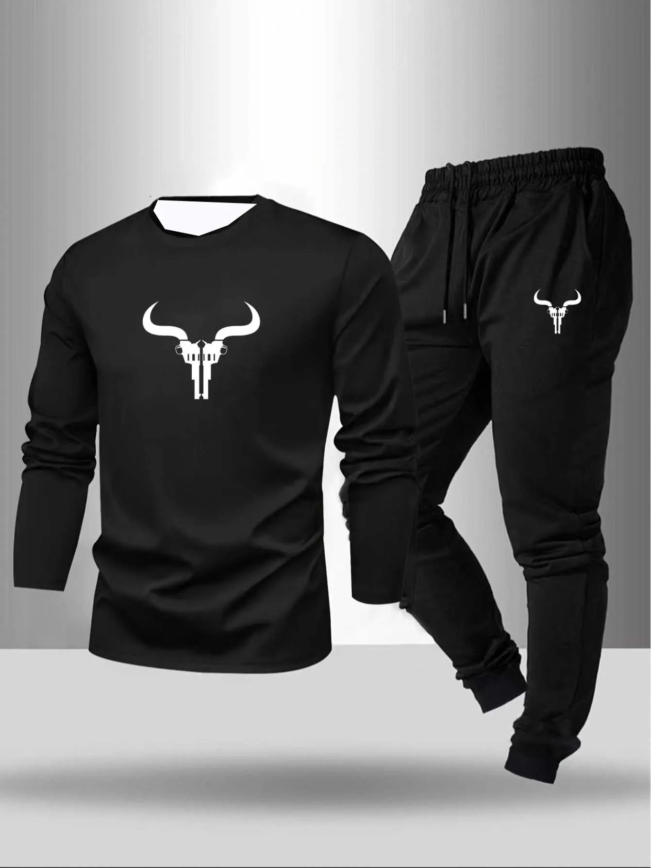 

2025 Autumn Fashion Y2K Men's Sports Set 3D Printed Quick Drying Long Sleeve T-shirt Outdoor Fitness Essential Two Piece Set