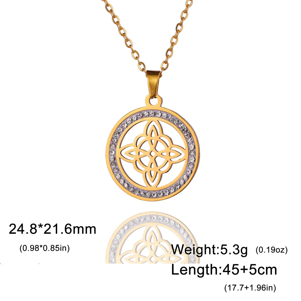 Edelstahl Hexenknoten Halskette Wicca Hexerei Kristall Strass Halsband Halsketten Für Frauen Amulett Schmuck Hochzeitsgeschenke – Detail 8