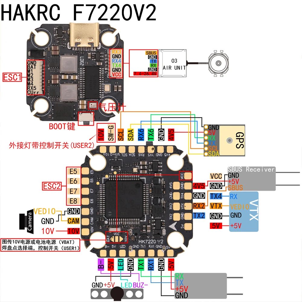 Контроллер полета FPV 2S-6S, 8-полосный выходной сигнал двигателя с прямым гнездом DJI Sky, двойной гироскоп BEC Mini FC для гоночного дрона на радиоуправлении