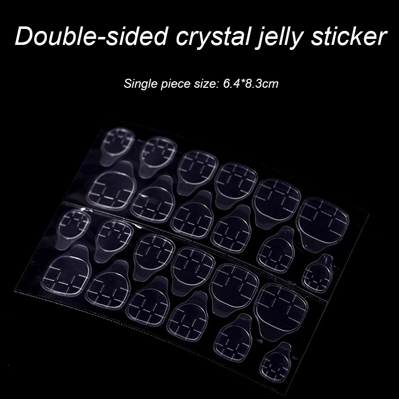 24/Sheet Nail Art Stickers Jelly Glue Removable Adhesive Wear-resistant Fake Nail High-viscosity Double-sided Waterproof Lasting