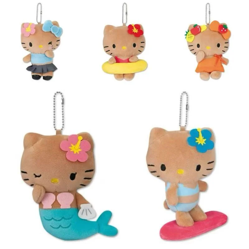 

Kawaii Hello Kitty Stuffed Toys Key Chain KT Mermaid Doll Cartoon Plush Pendant Keychain Cute Girl Doll Bag Pendant Gift