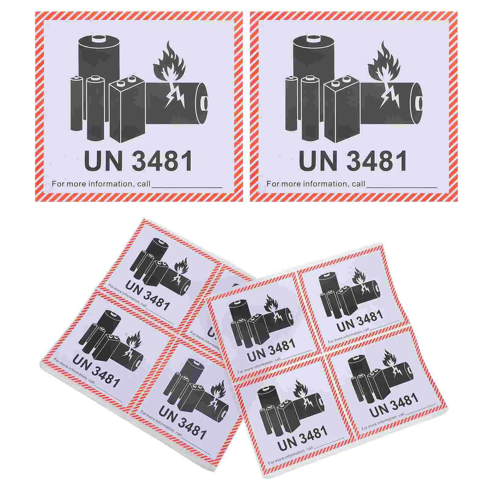 100 Sheets Fire Label Lithium Ion Labels Caution Warning Stickers Shipping