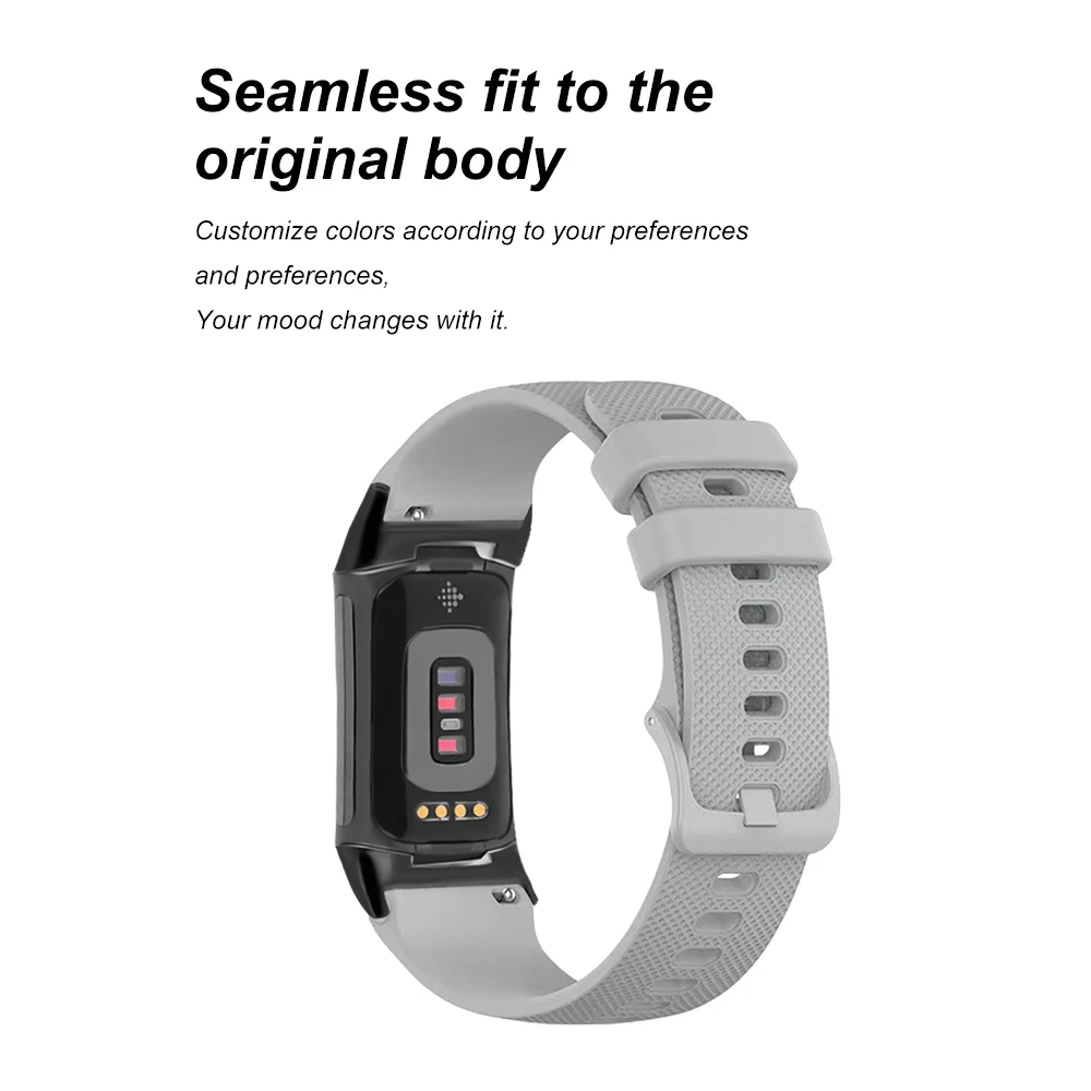 Lightweight Silicone Watch Strap For Fitbit Charge 5 4 3 Band Bracelet Metal Buckle Replacement Sport Watch Strap for Man Woman