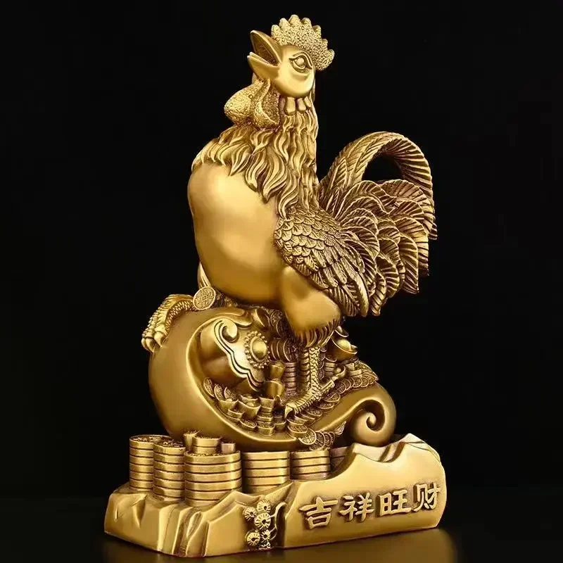 Copper Attracting Wealth Lucky Animal Chicken Ornament Fortune Zodiac Prosperity Home Office Decoration