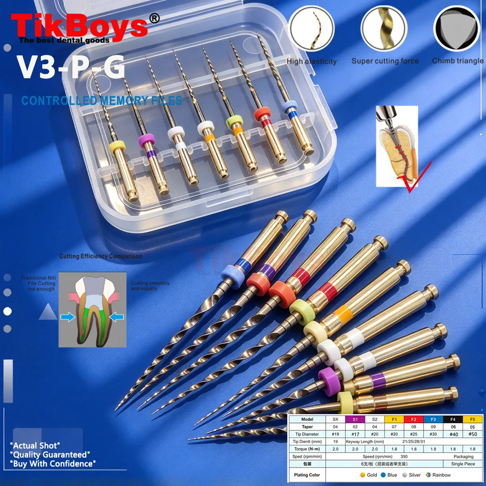 SX-F3 Dental Instrument Gold Files Heat Activation Endo Treat Endodontic Niti Materials Drill Rotary File Dentistry Endodoncia