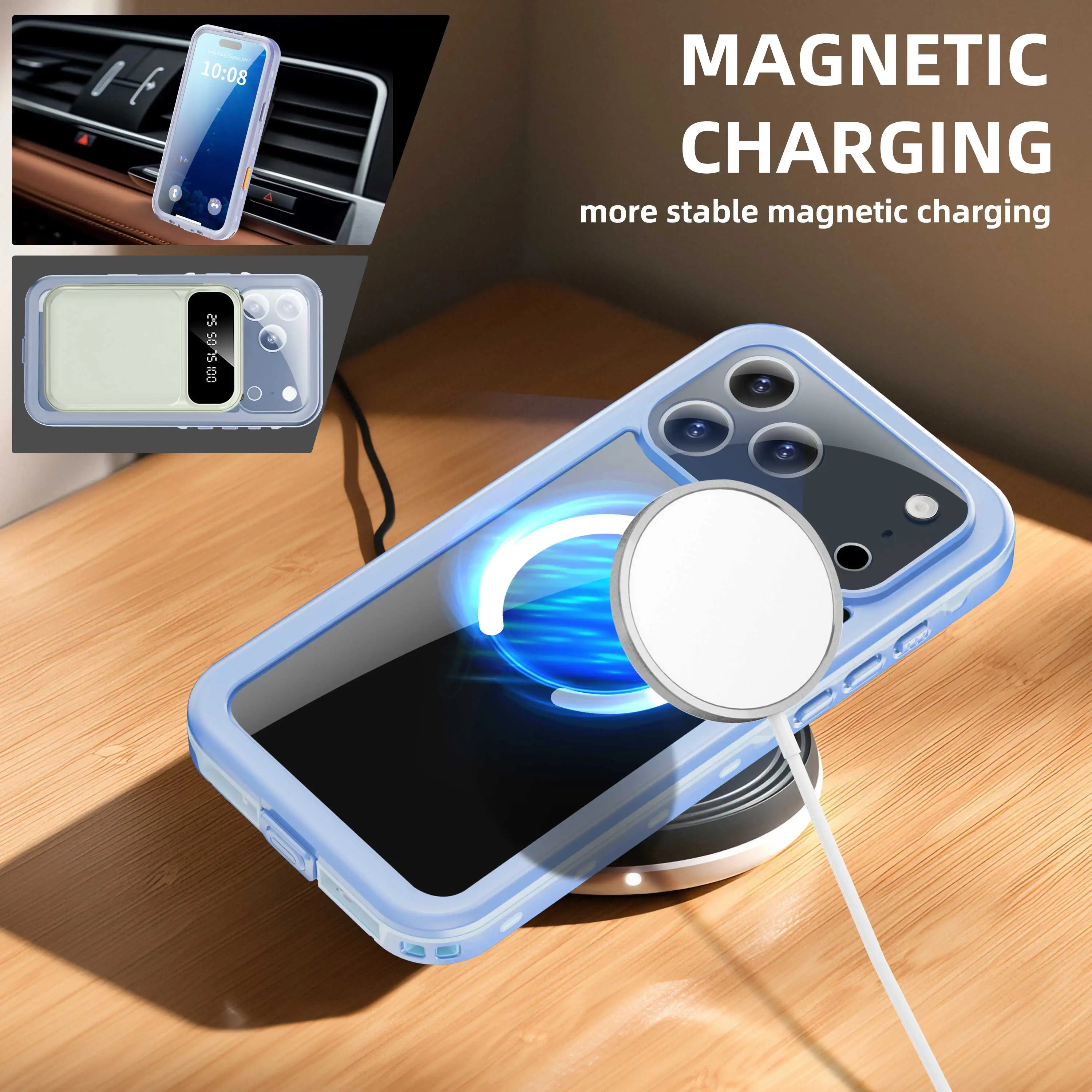 Ip68 Full Waterproof Phone Case For Iphone 18 Promax 17pro 18 Pro Magnetic Wireless Charging For Magsafe Underwater Diving Cover view 4