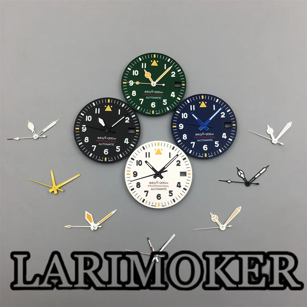 

LARIMOKER 29mm Watch Dial and Hand Sets Black Blue Green White Dial C3 Green Luminous Fit NH35 Movement Watch