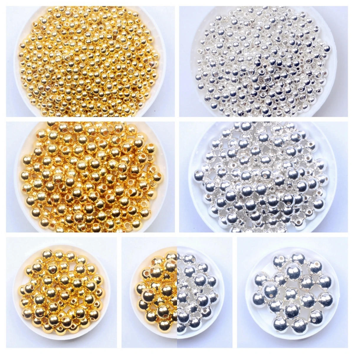 

50G 3-12mm Imitation Pearl Electroplating Gold/silver Perforated Beads Loose Beads Handmade DIY Beading Necklace Accessories