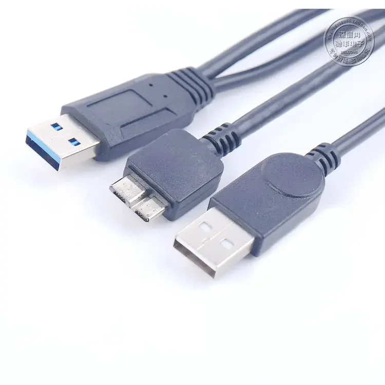 Cavo di trasferimento dati USB 3.0 Dual Power a forma di Y 2 X tipo A a Micro B ad alta velocità fino a 5 Gbps per dischi rigidi esterni