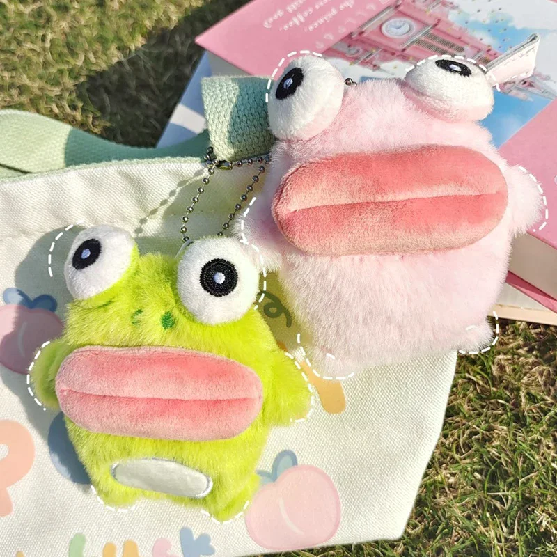 Plush Doll Pendant Couple Key Ring Backpack Charms Car Bag Decor Christmas Gift Cute Sausage Mouth Frog Key Chain Cartoon view 5
