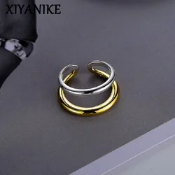 XIYANIKE Double Layer Open Cuff Finger Rings For Women Girl New Korean Fashion Adjustable Jewelry Gift Party кольцо жен