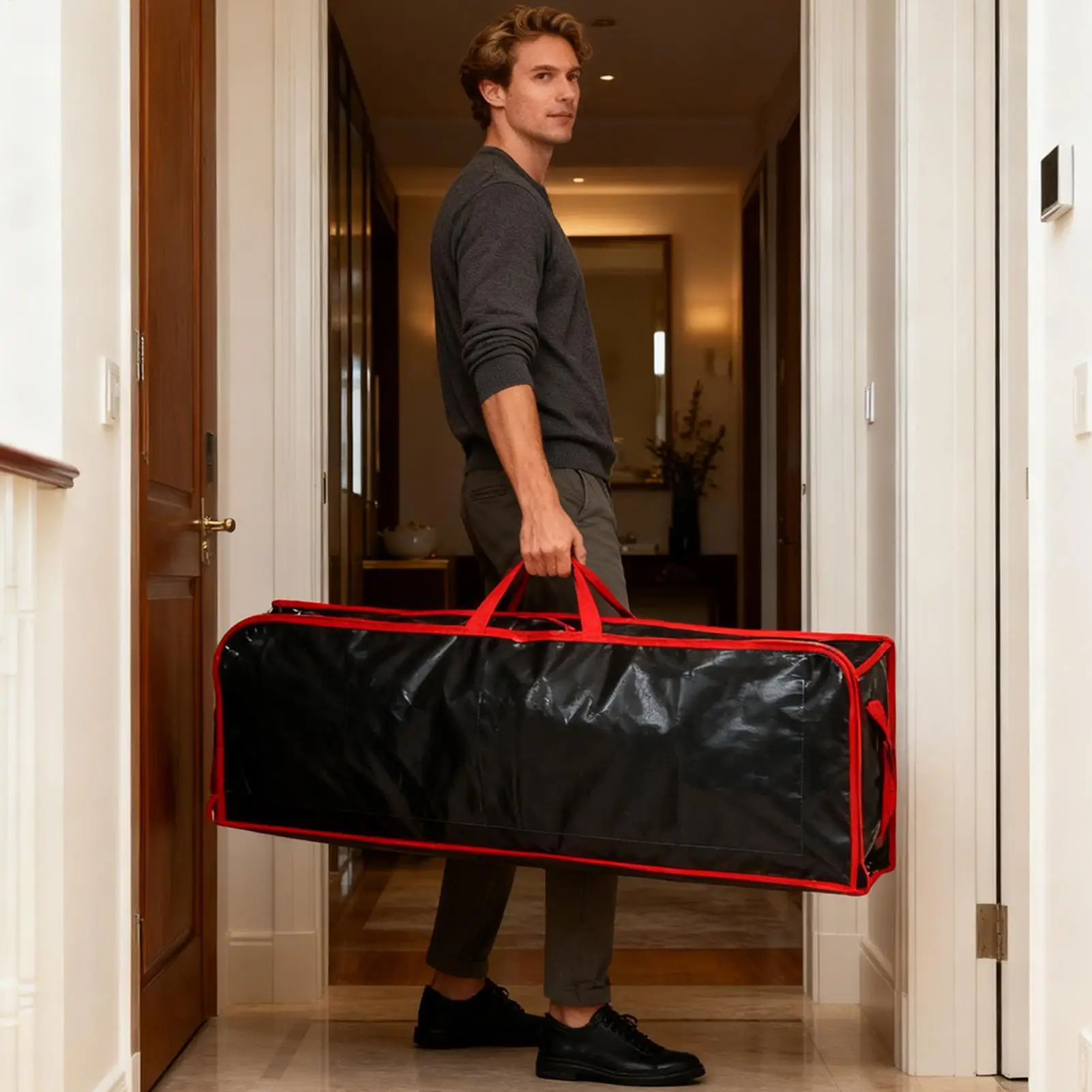 

Большой контейнер для упаковочной бумаги с ручкой и внутренними карманами для дома, под кровать, в подвал, гараж