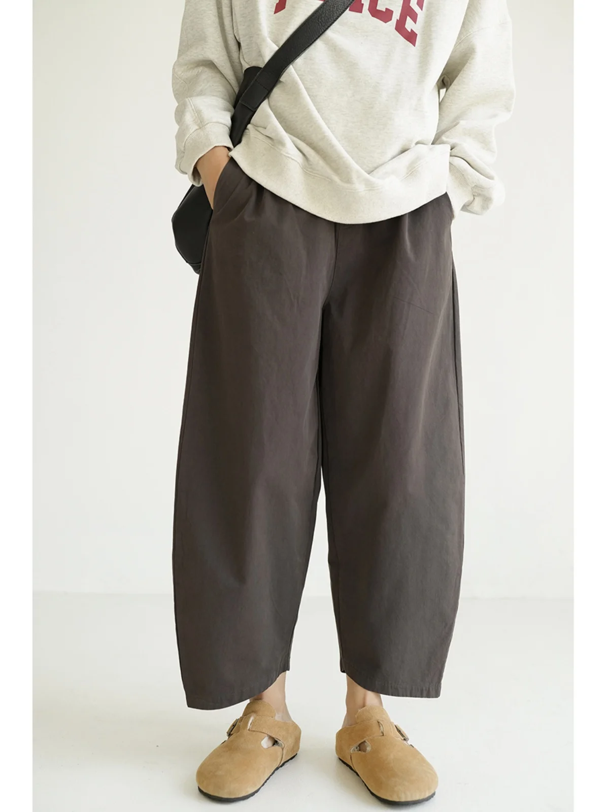 

Брюки-кюлоты из чистого хлопка с высокой талией, свободные рабочие брюки, повседневные брюки-кюлоты длиной 7/8 для женщин, весна-осень