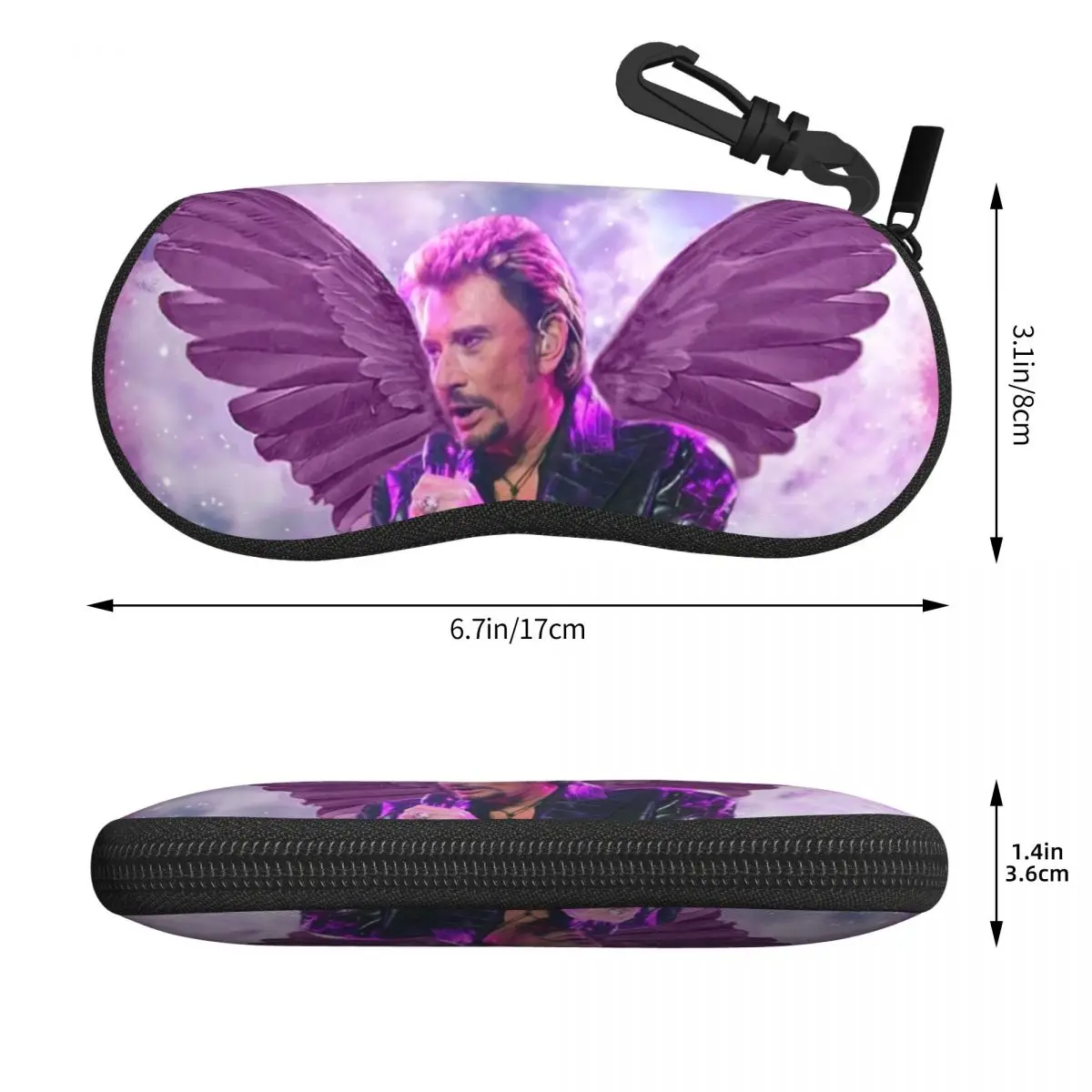 Custom Johnny Hallyday Angel Wings Shell Glasses Case Unisex French Rock Singer Music Eyeglasses Case Sunglasses Protector Box