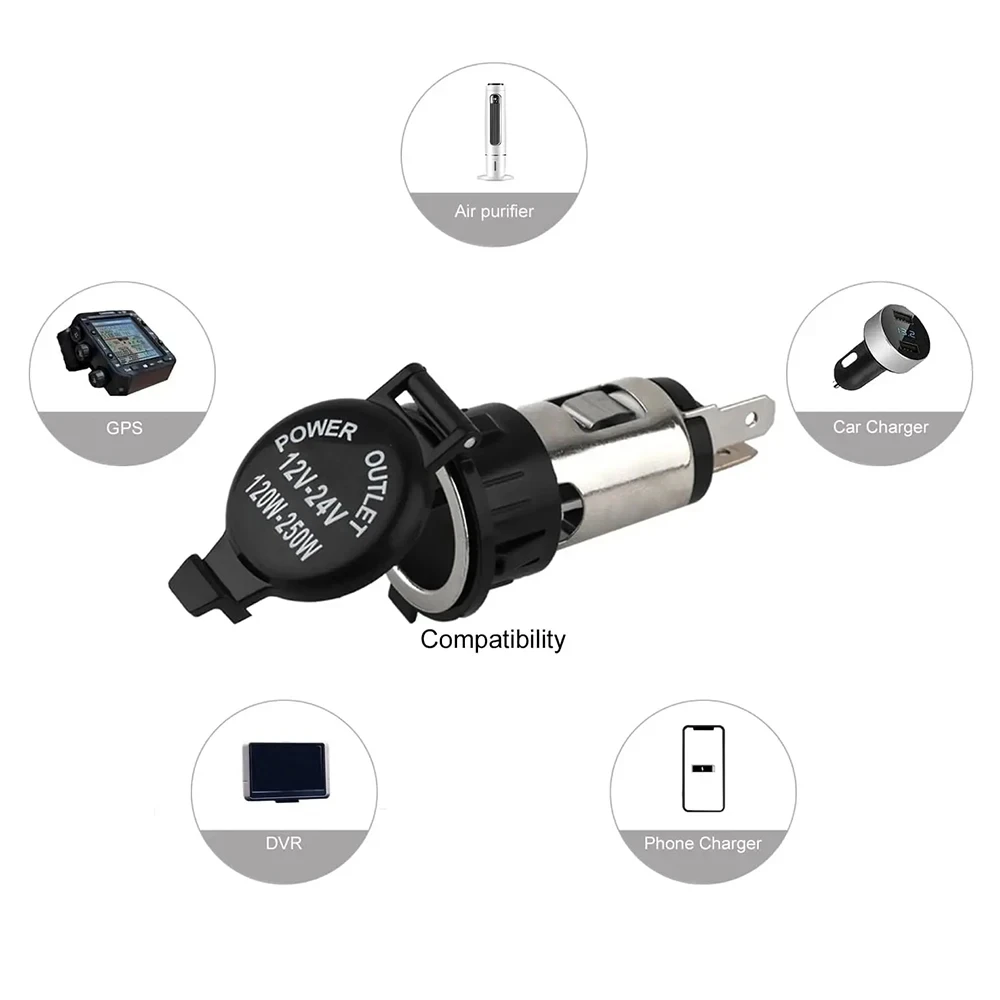DC 12-24V Car Female Socket Power Plug Cigar Lighter Socket Car Cigarette Lighter  Auto Motorcycle Marine Atv Rv Accessories