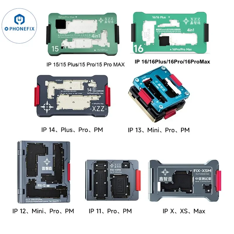 XZZ iSocket Motherboard Tester Fixture For iPhoneXS XR XSMAX 11 12 13 14 15 16 Pro max/mini /Plus Mainboard Layered Test Tool