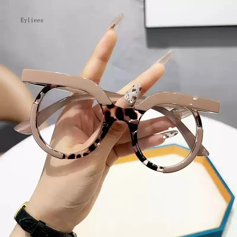 

Round Retro Fashion Double Color Glasses Blue Block Frame Mobile Phone Computer Transparent Flat Lens Women Men очки для зрения