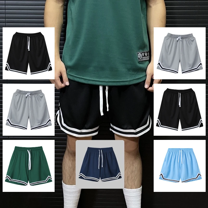 

American Sports Shorts Simple Double Stripe Quick Drying Breathable Design Men Basketball Shorts Street Fitness Running Shorts
