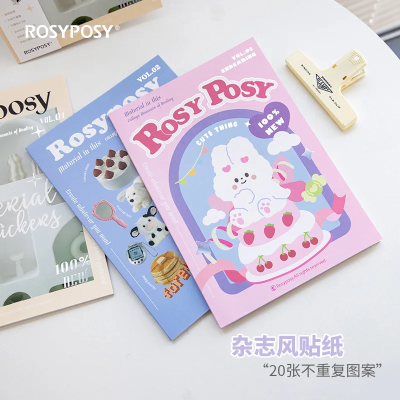 ROSYPOSY Soft Magazine Stickeres Rosy Posy Scrapbooking Big Sticker Junk Journal Diary Decorative Pink Stickers Craft Supplies