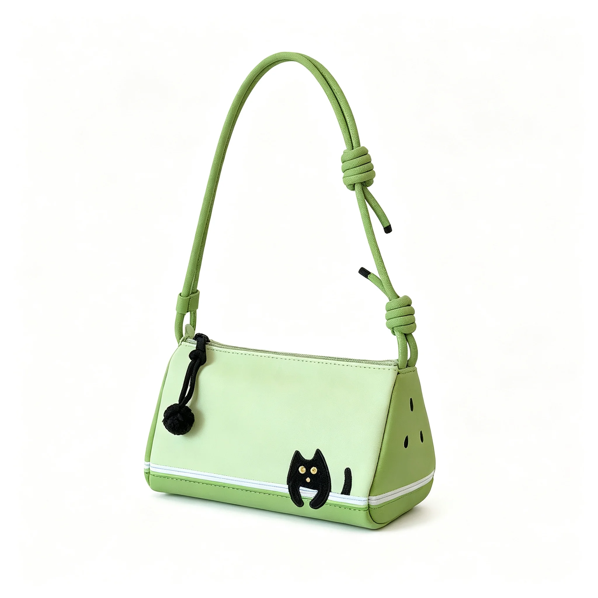 Yellow Pink Green Cute Black Cat Watermelon Crossbody Cream Strap Minimalist Small Shoulder Bag  triangular Casual Purse girls