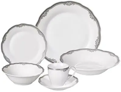 

Porcelain Wavy Edge Dinnerware Set, 24 Piece Service for 4 by Home Trends: Elizabeth Design