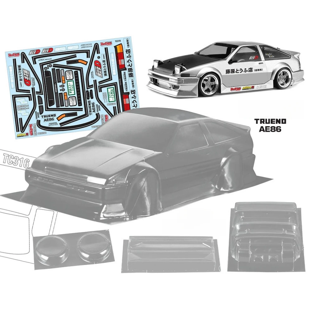 TC316 1/10 Toyoota AE86 Trueno Clear Lexan Car Body shell 190mm for RC Drift Chassis Tamiya tt02 Kyosho Yokomo