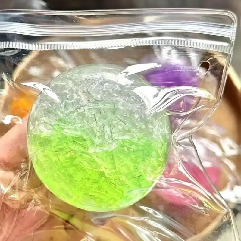 Glitter Jelly Stress Balls Soft Durable Fidget Toys Anxiety Relief Calming Tool for Kids Adults Home Office Desk Use