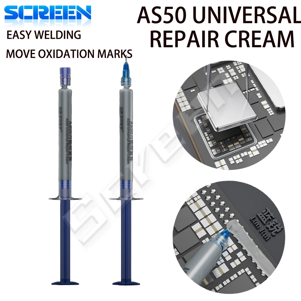 LanRui AS50 Pasta nano conduttiva per conducibilità e adesione in argento resistente alle alte temperature per riparazioni elettroniche di precisione