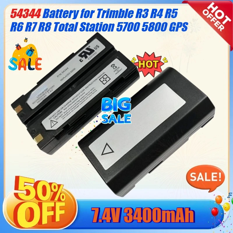 7.4V 3400mAh Rechargeable Replacement Li-ion Battery 54344 for Trimble R3 R4 R5 R6 R7 R8 Total Station 5700 5800 GPS